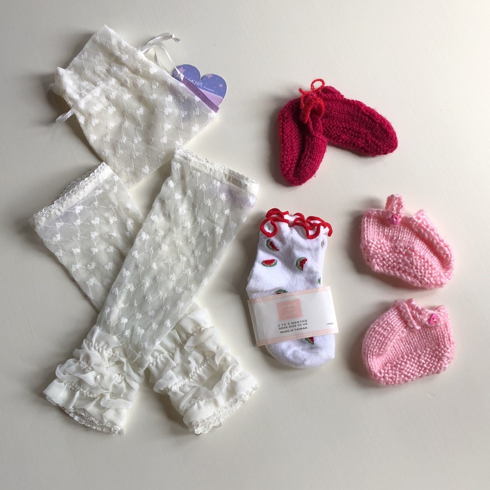 Janie And Jack | Booties + Baby Socks Bundle | 0-3